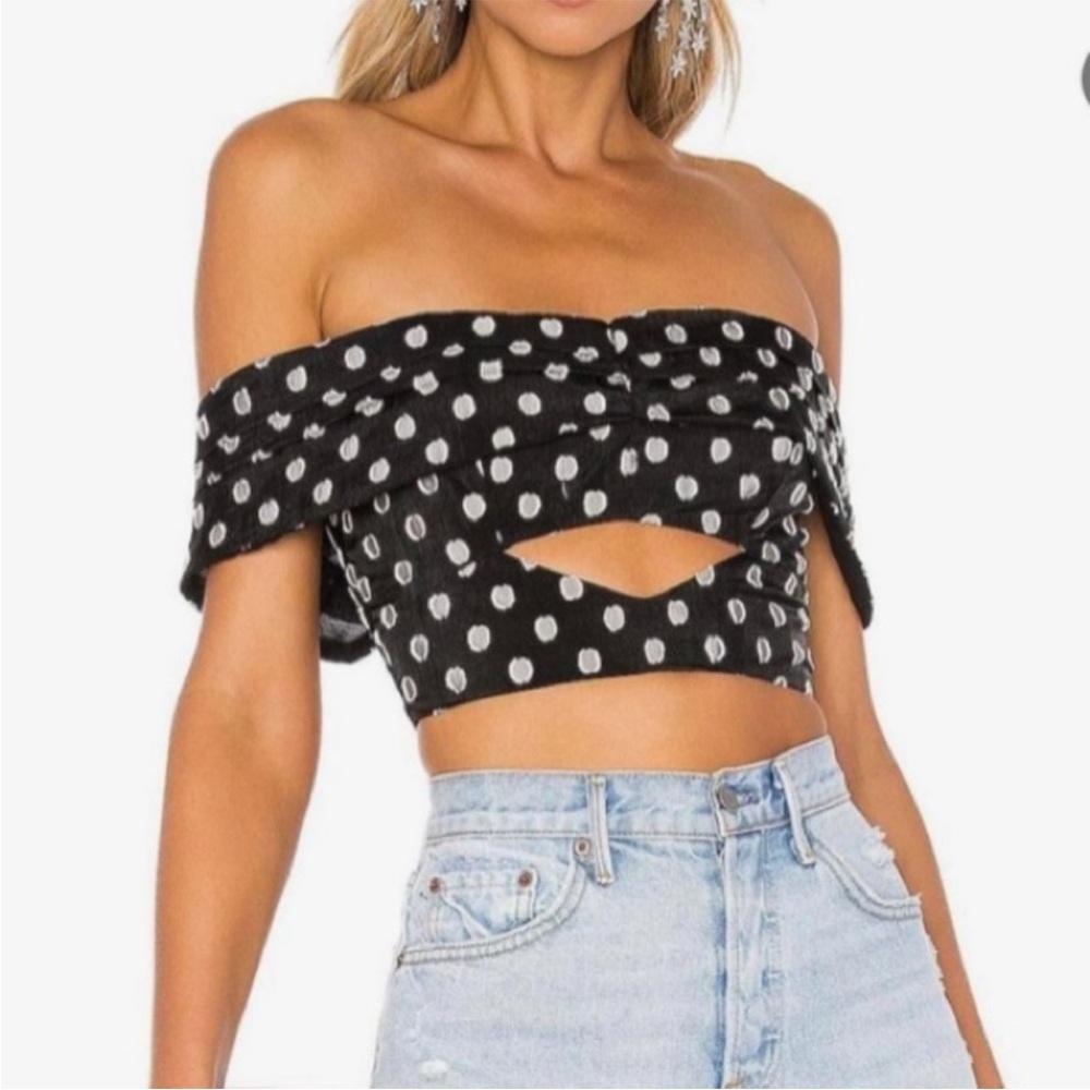 REVOLVE Bridget Top in Black Polka Dot MICHAEL COSTELLO